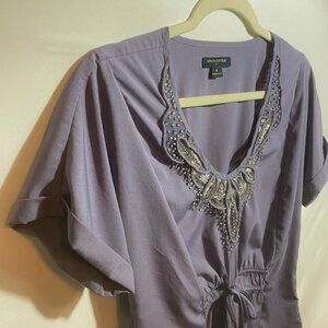 Banana Republic Lavender Embellished Boho Blouse Size Small